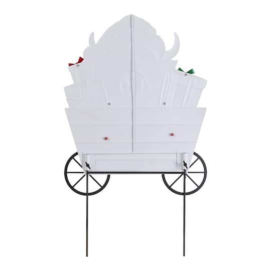 Glitzhome® 24.25" Christmas Metal Highland Cow with Barrow Yard Stake